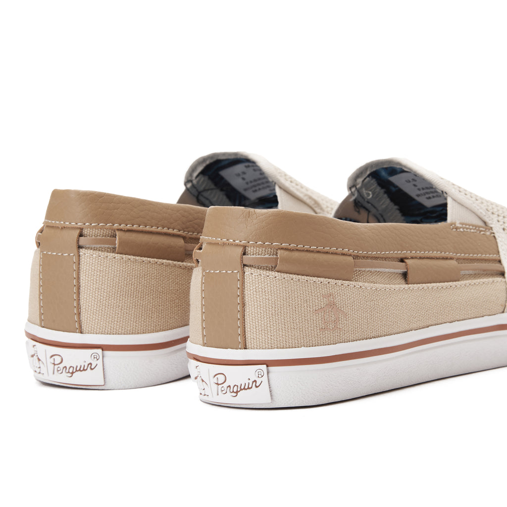 Beige Penguin Mesh Slip On Canvas