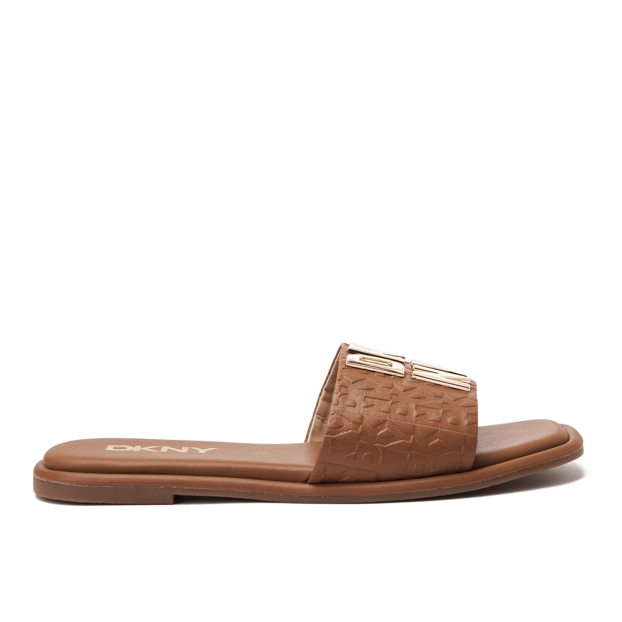 Brown Dkny Embossed Logo Slide