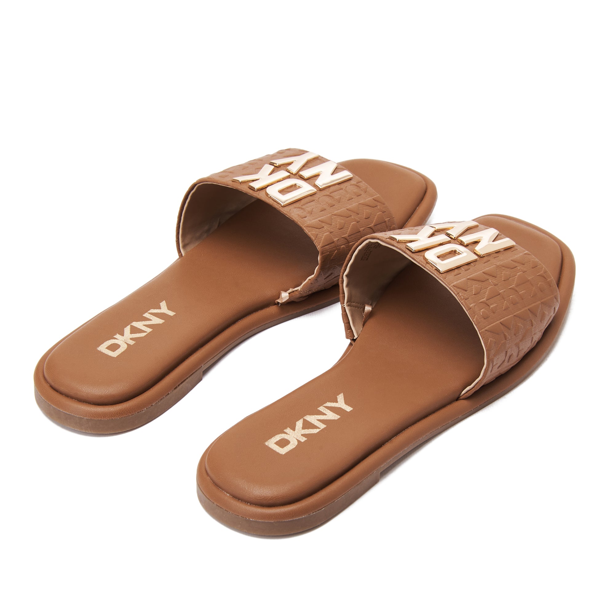 Brown Dkny Embossed Logo Slide