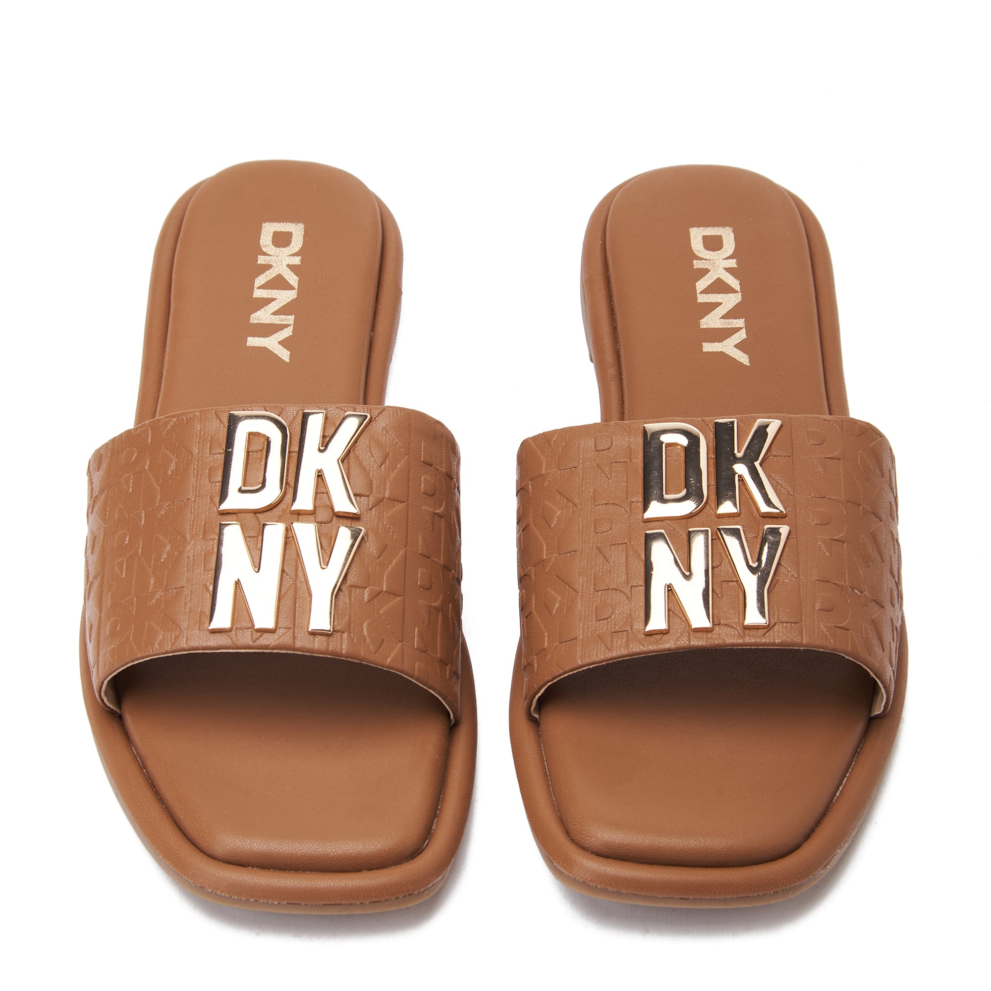 Brown Dkny Embossed Logo Slide