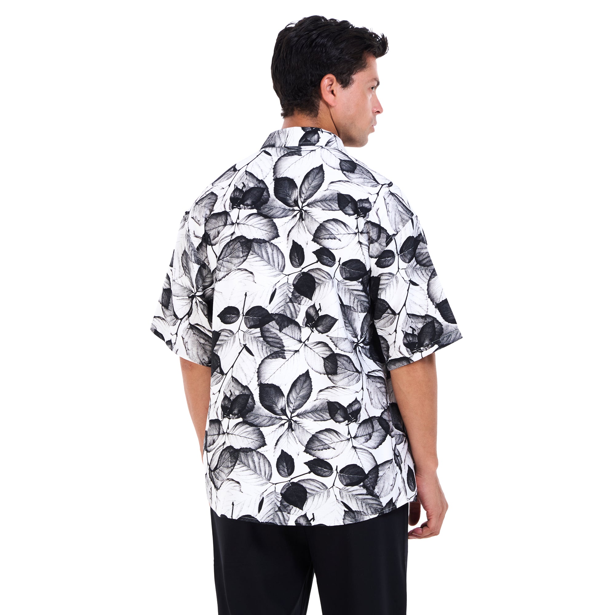 Black and White Floral Short sleeves - Shirt