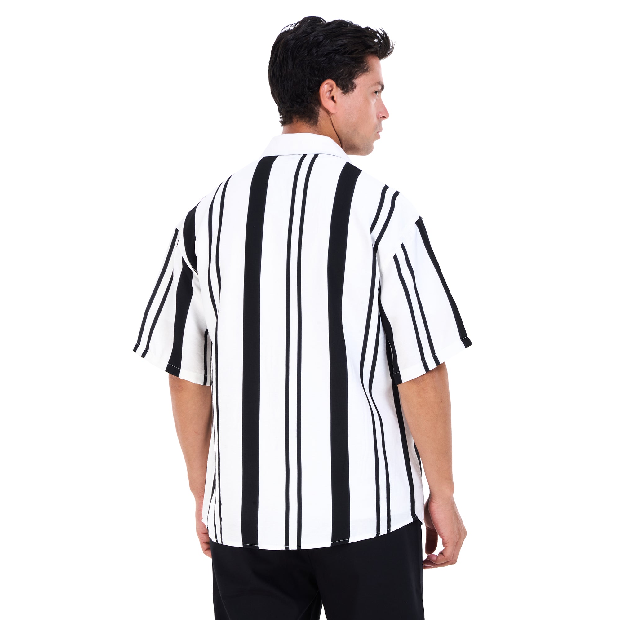 Striped Black And White Short Sleeves - Shirt