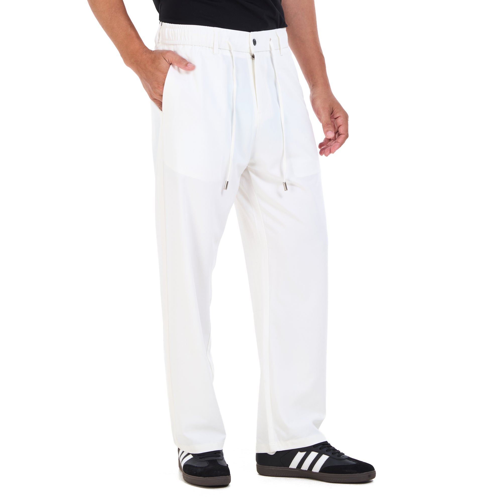 White Regular Fit Trousers
