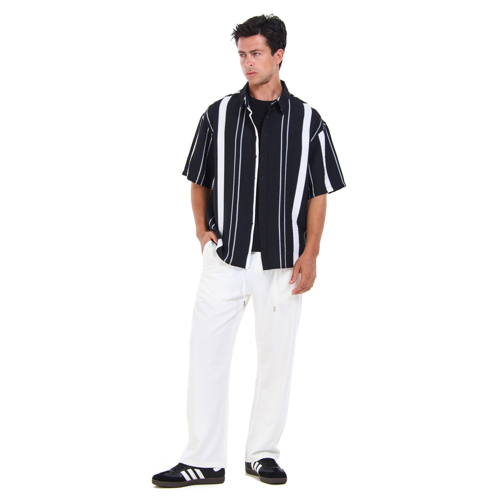 Black Stiped Short Sleeves -Shirt