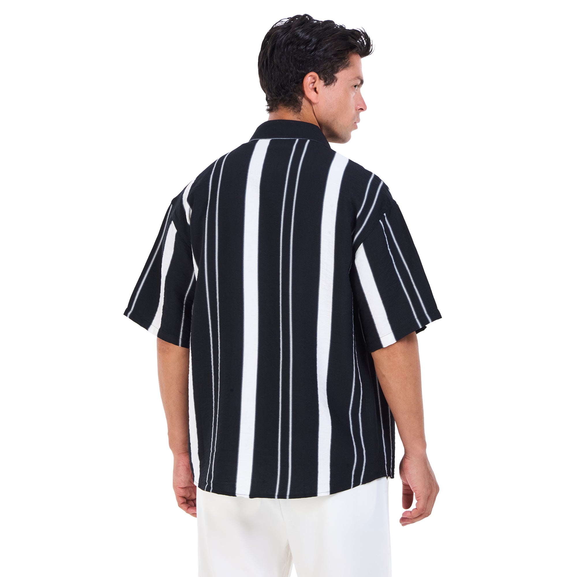 Black Stiped Short Sleeves -Shirt