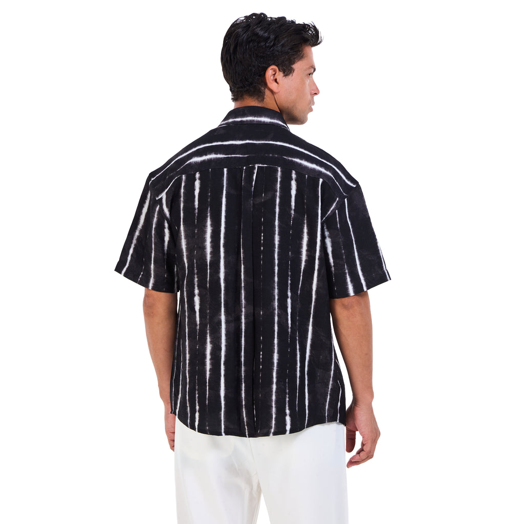 Black Striped Short Sleeves -Shirt