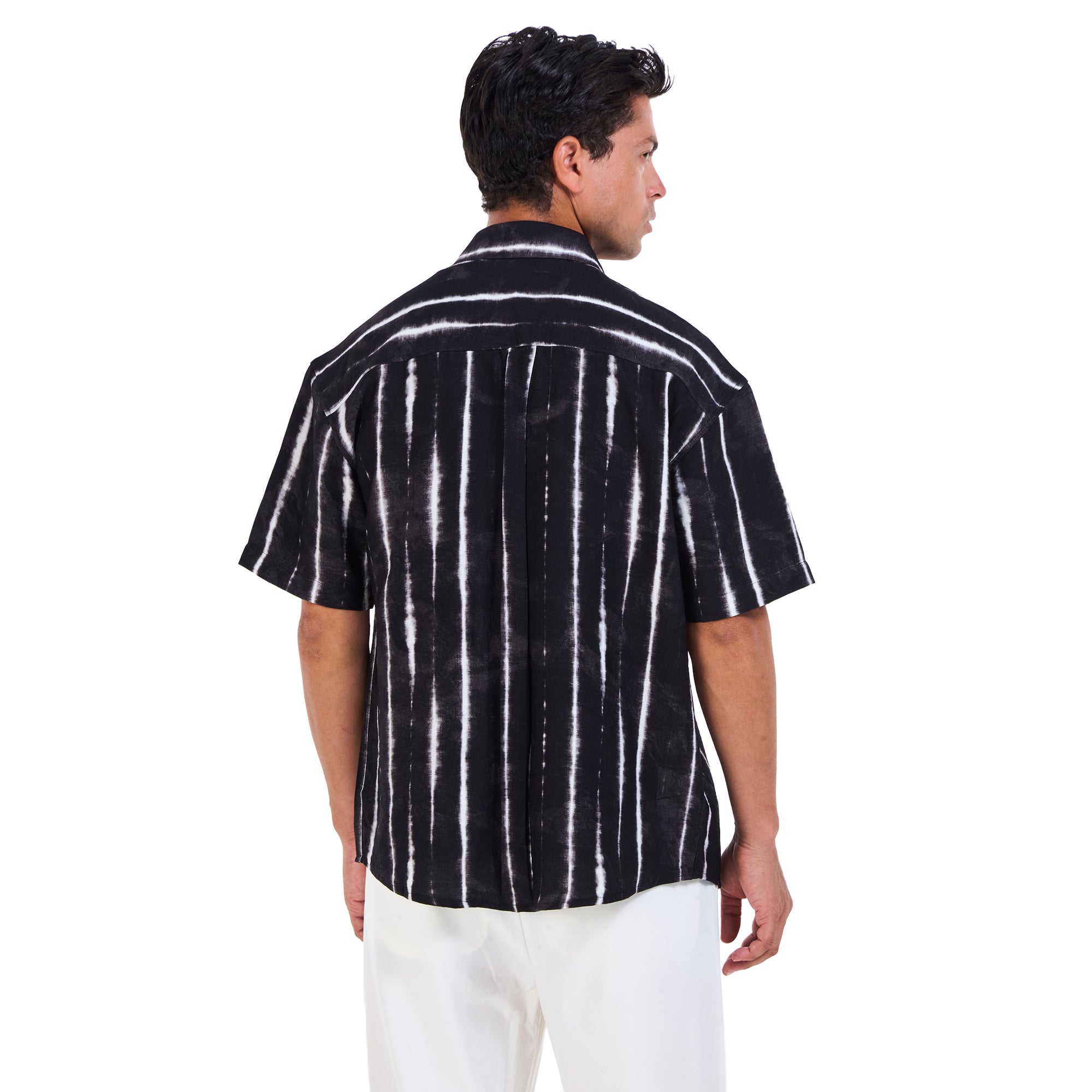 Black Striped Short Sleeves -Shirt
