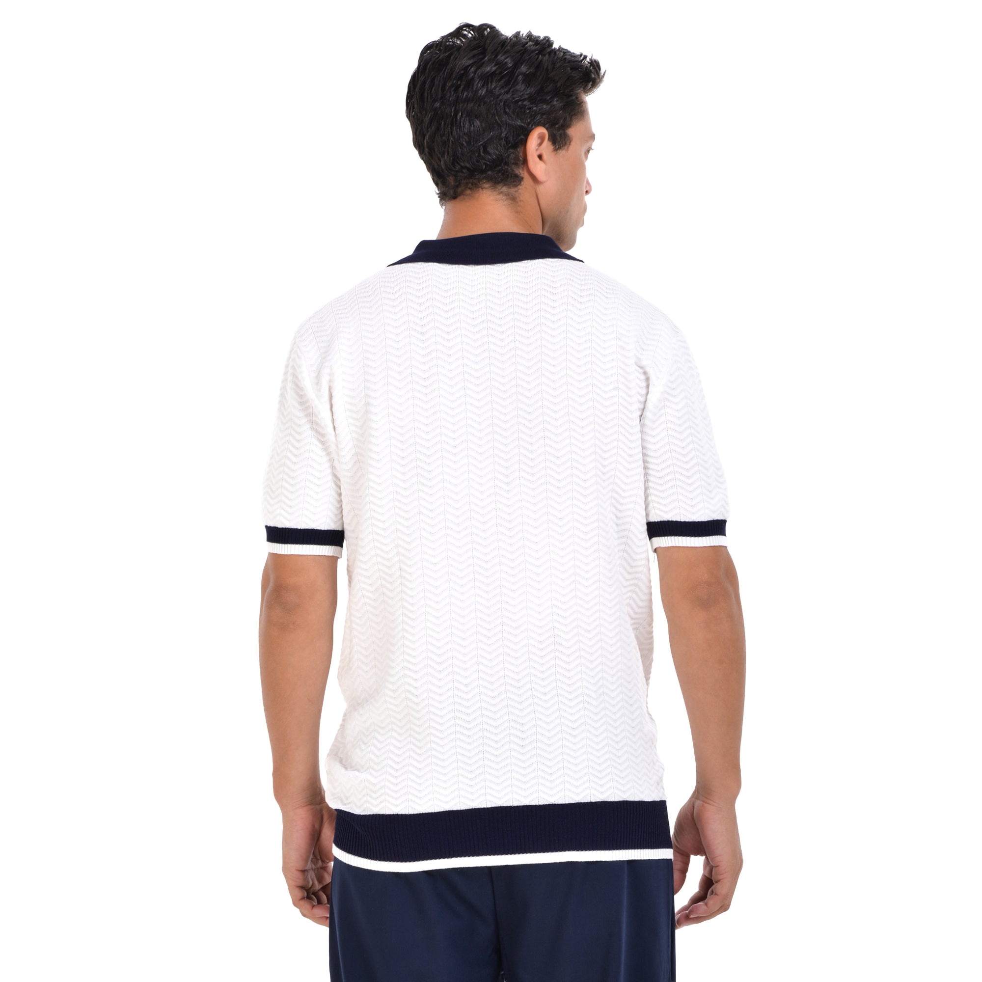 White Knited Short Sleeves Polo T-shirt