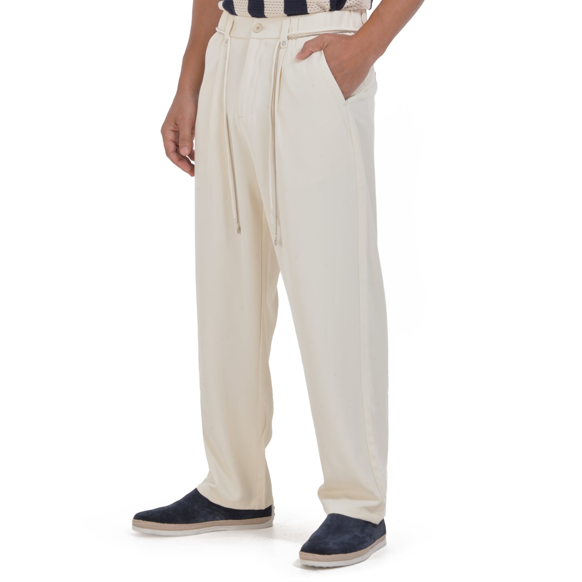 Off White Slim Fit Trousers