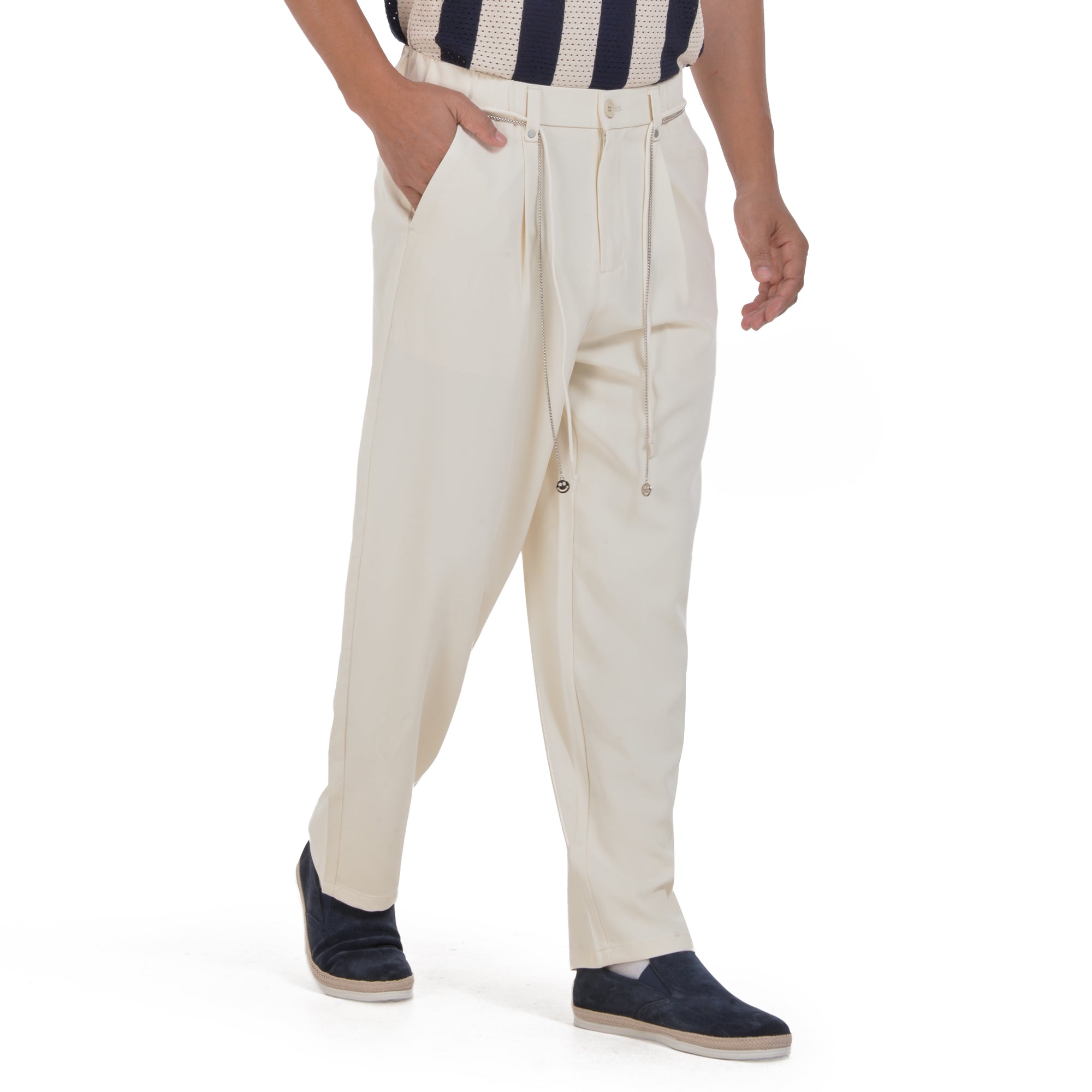 Off White Slim Fit Trousers