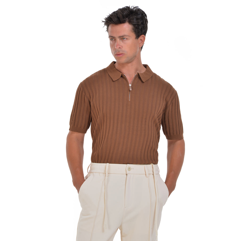 Short Sleeves Polo Brown T-shirt