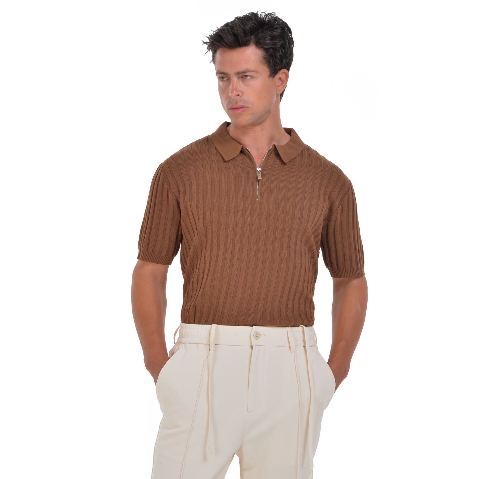 Short Sleeves Polo Brown T-shirt