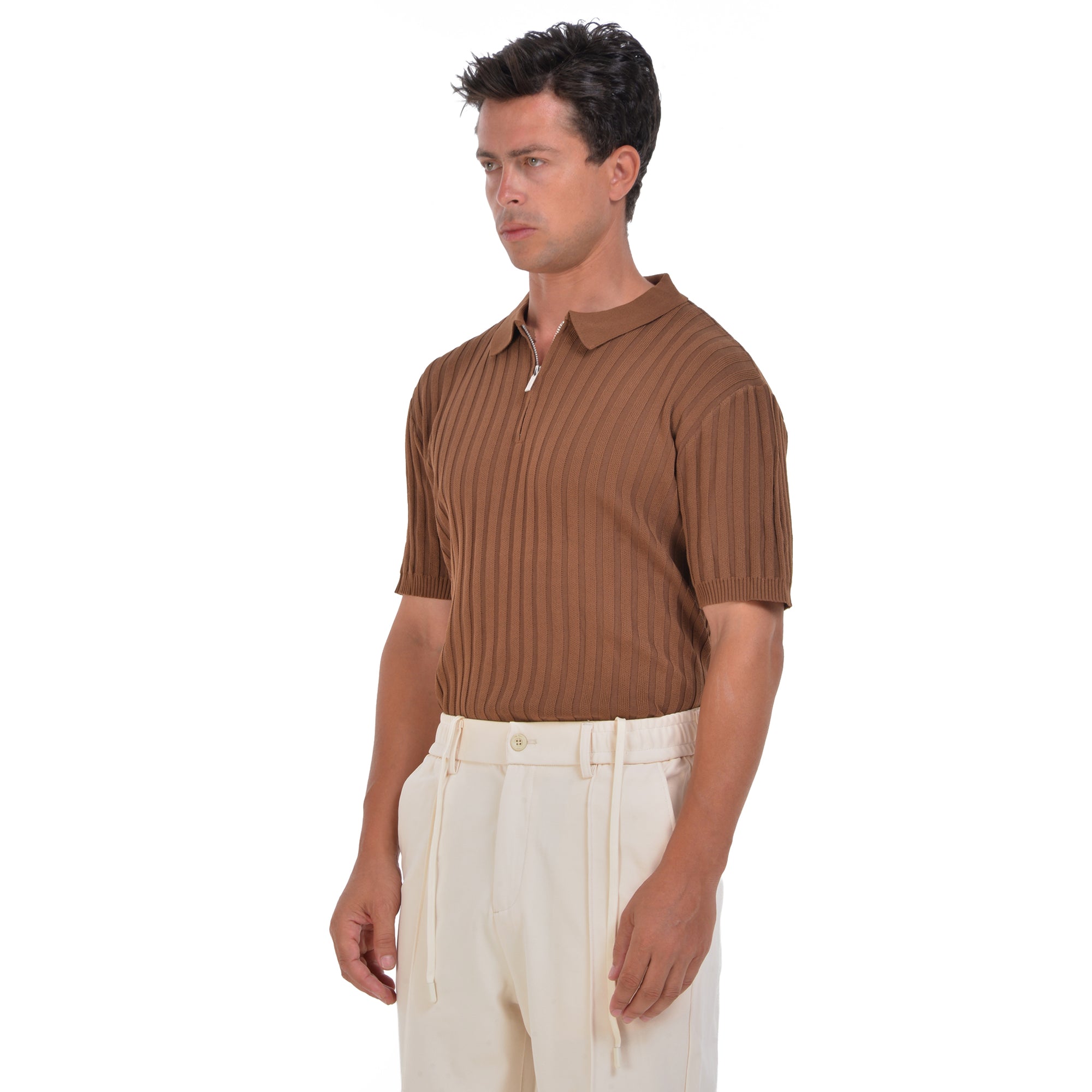 Short Sleeves Polo Brown T-shirt