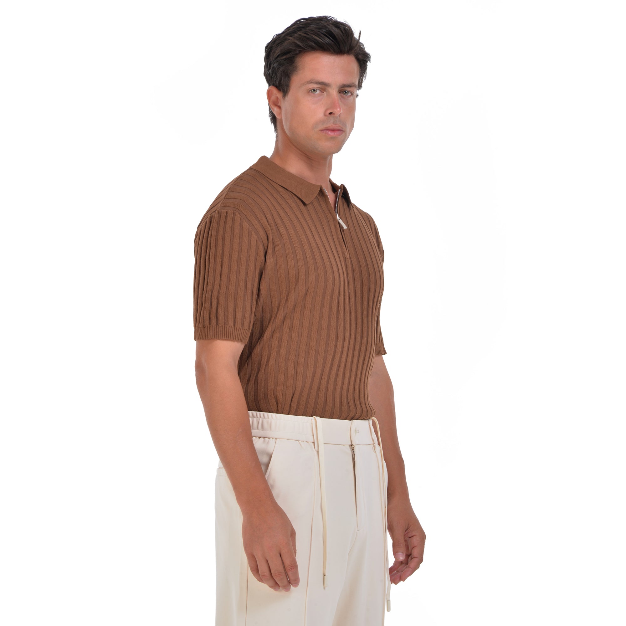 Short Sleeves Polo Brown T-shirt