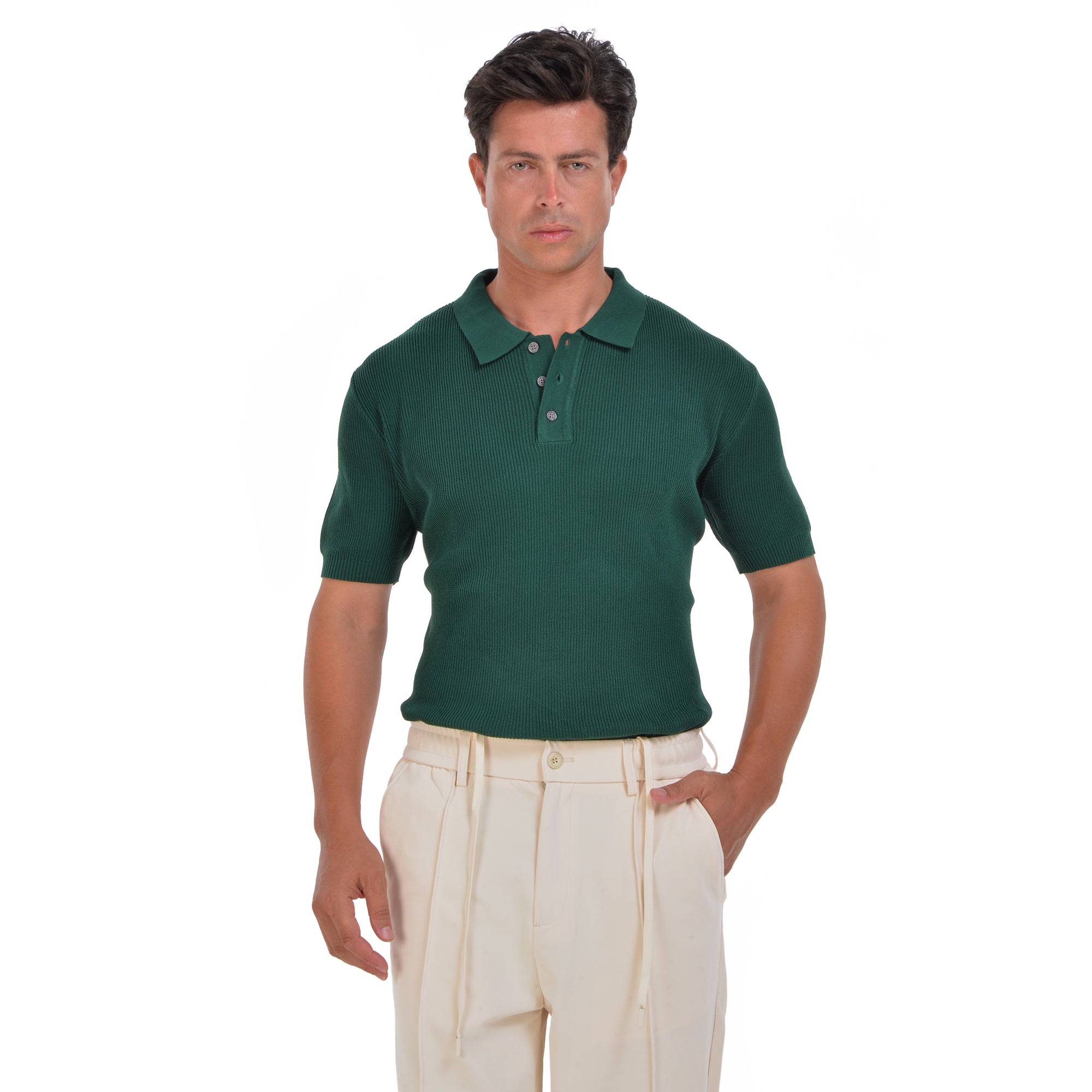 Royal Green Knitted polo T-shirt