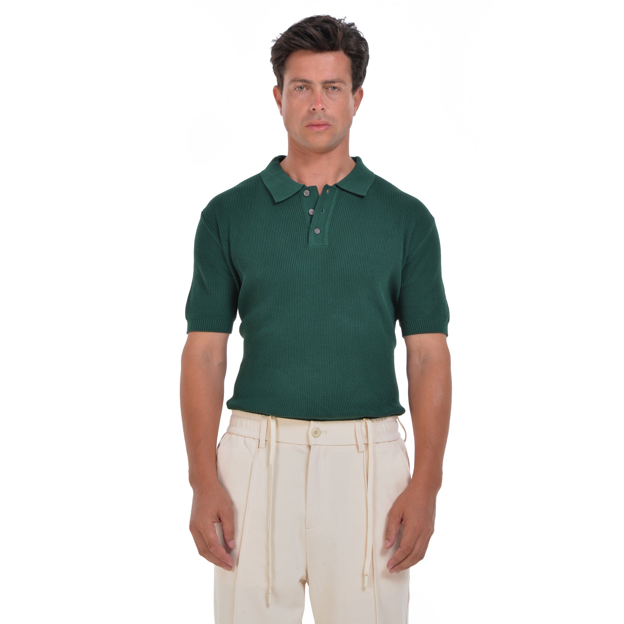 Royal Green Knitted polo T-shirt