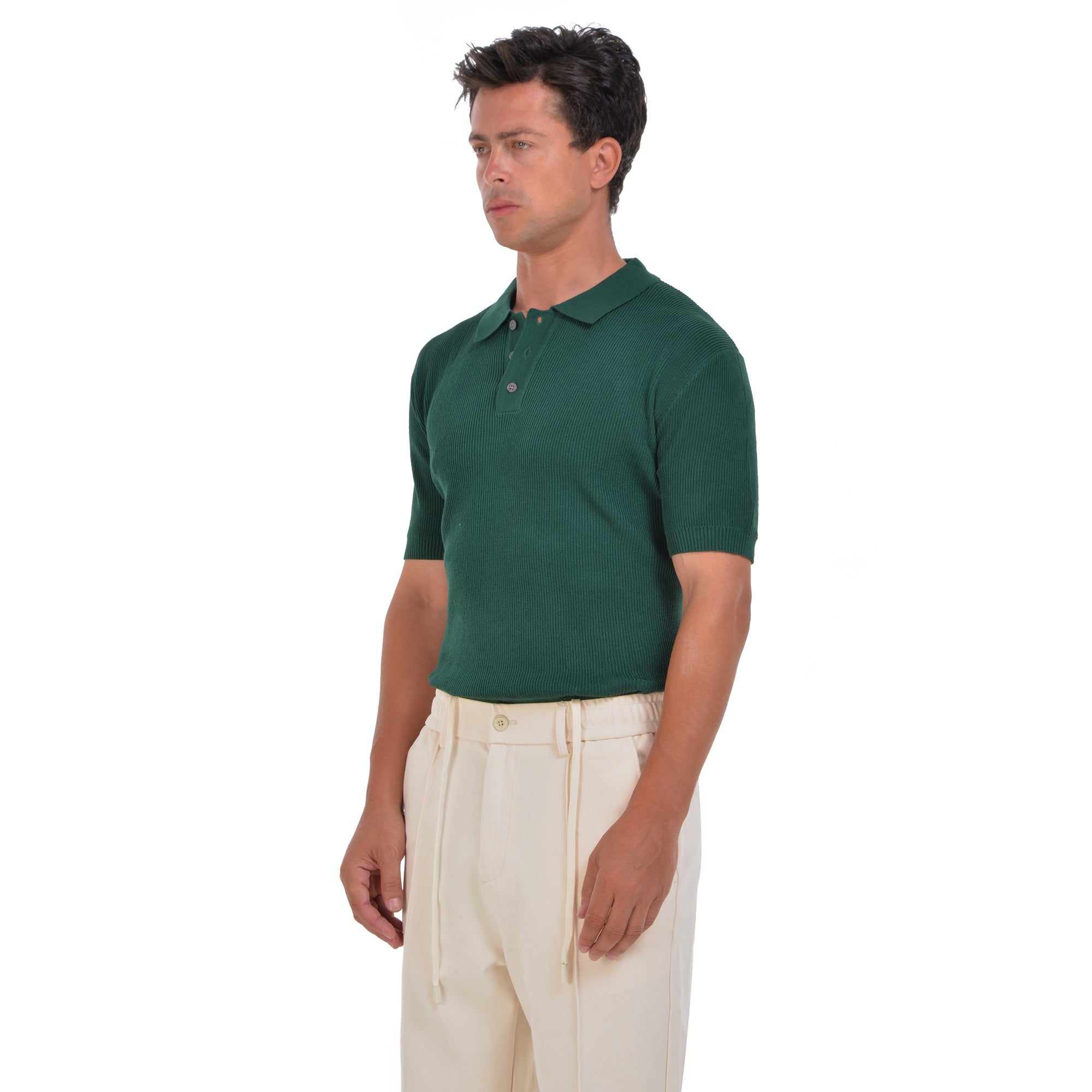 Royal Green Knitted polo T-shirt