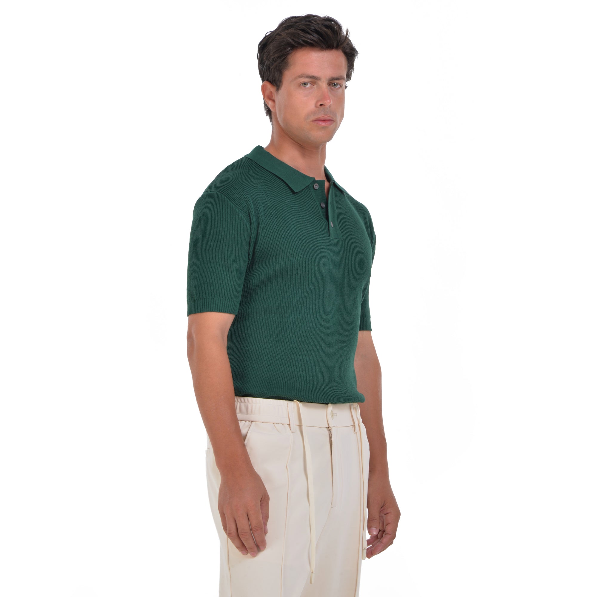 Royal Green Knitted polo T-shirt
