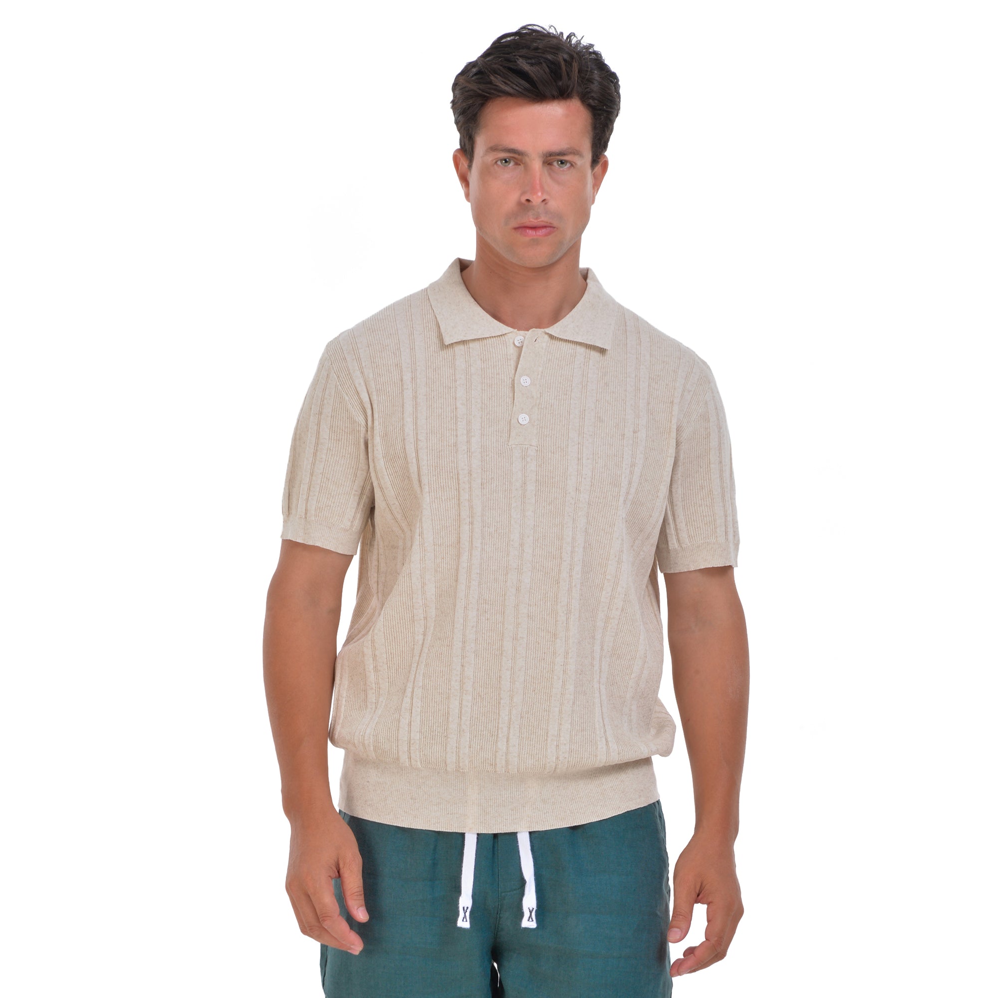 Biege Knitted Polo T-shirt