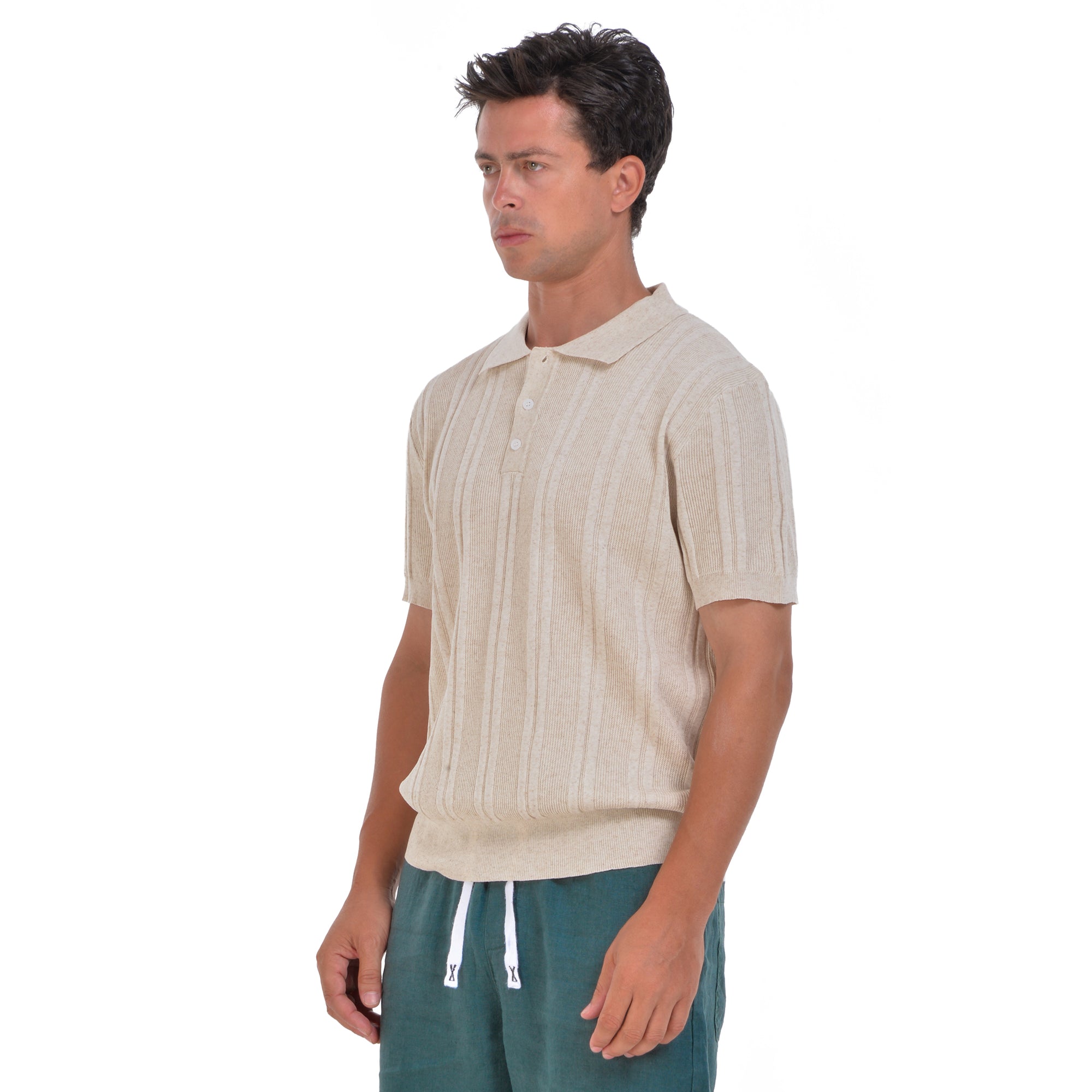Biege Knitted Polo T-shirt