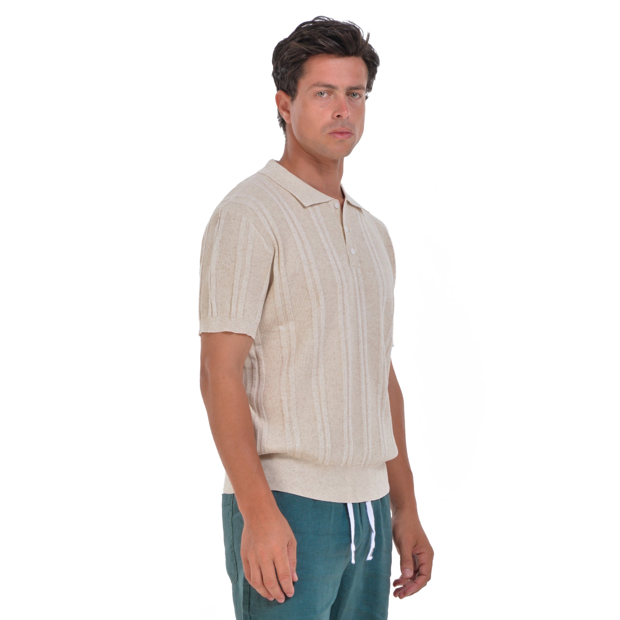 Biege Knitted Polo T-shirt
