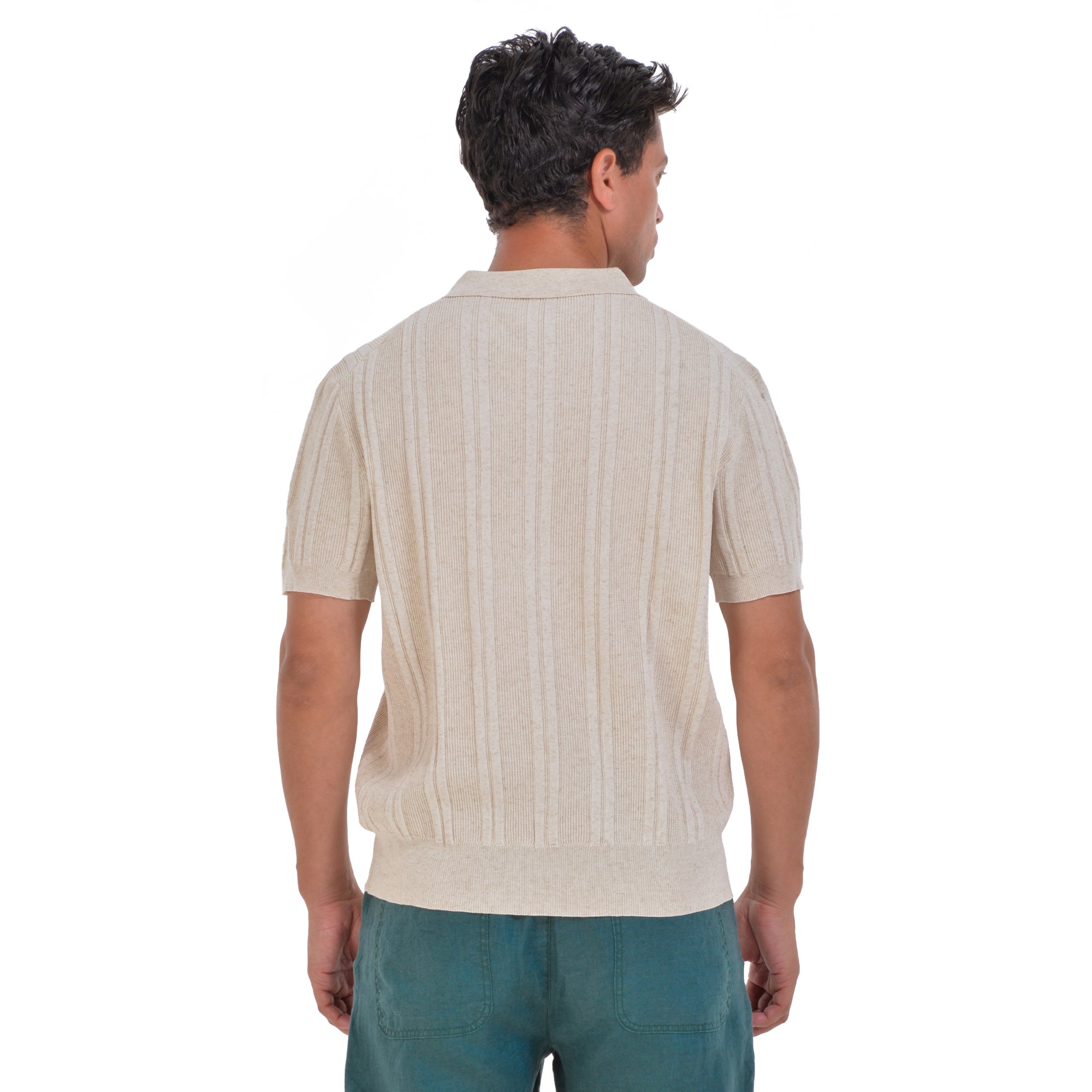 Biege Knitted Polo T-shirt