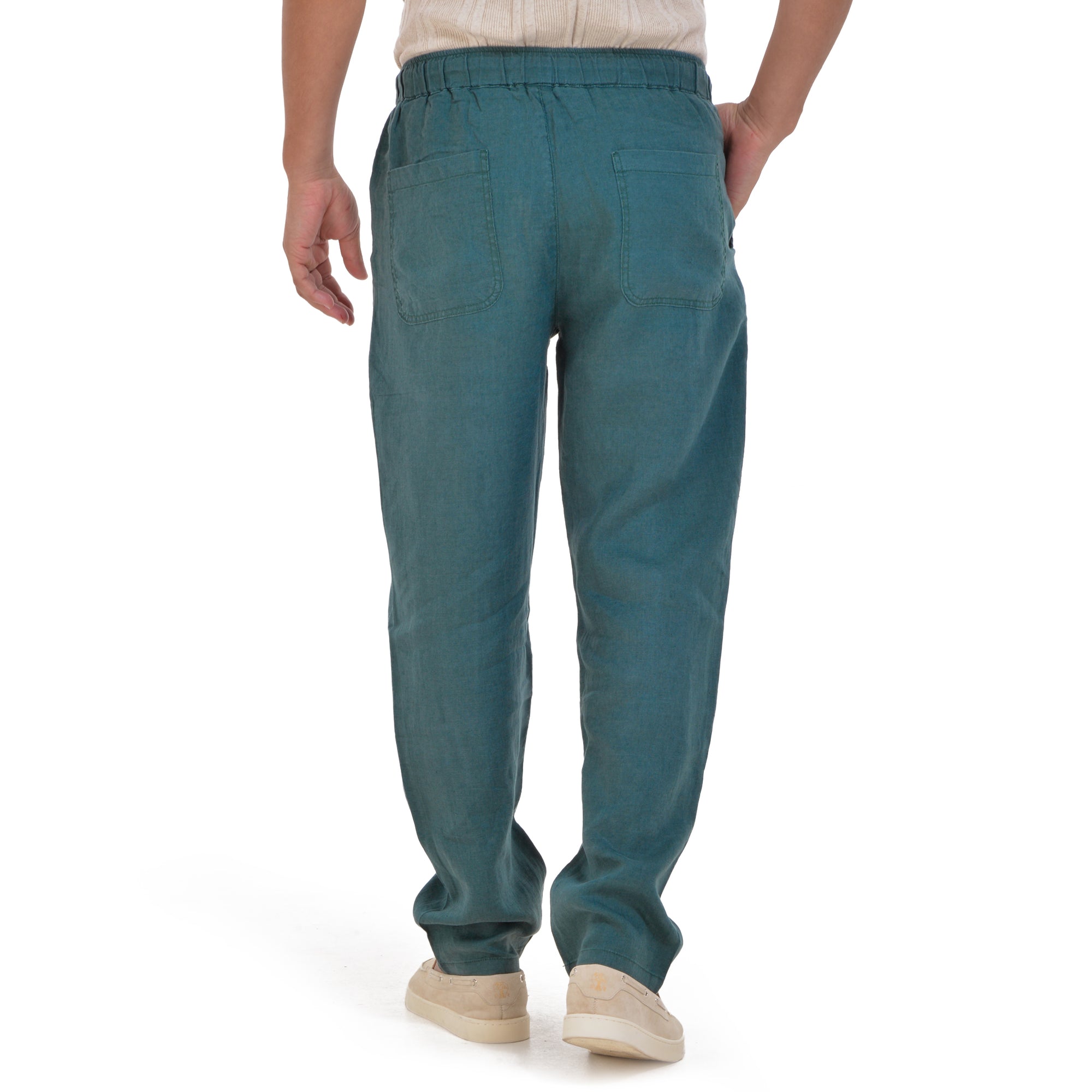 Olive Relaxed Fit Linen Troursers
