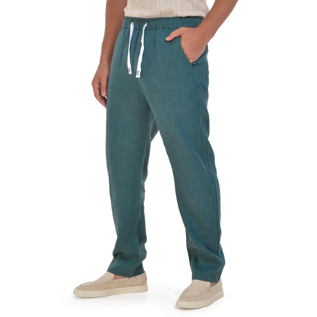 Olive Relaxed Fit Linen Troursers