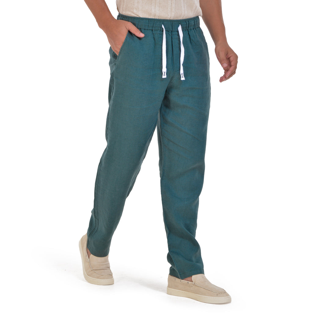 Olive Relaxed Fit Linen Troursers