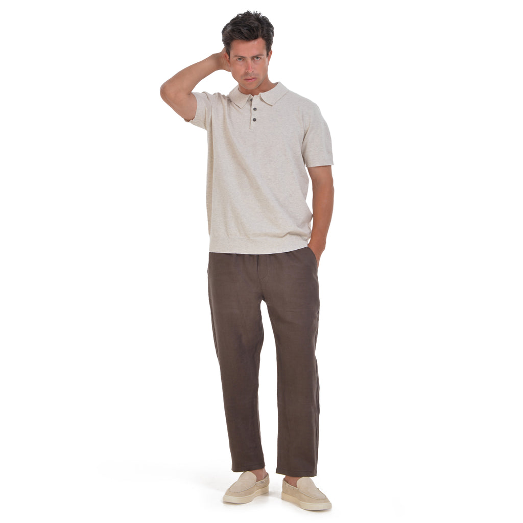 Biege Knitted Polo T-shirt