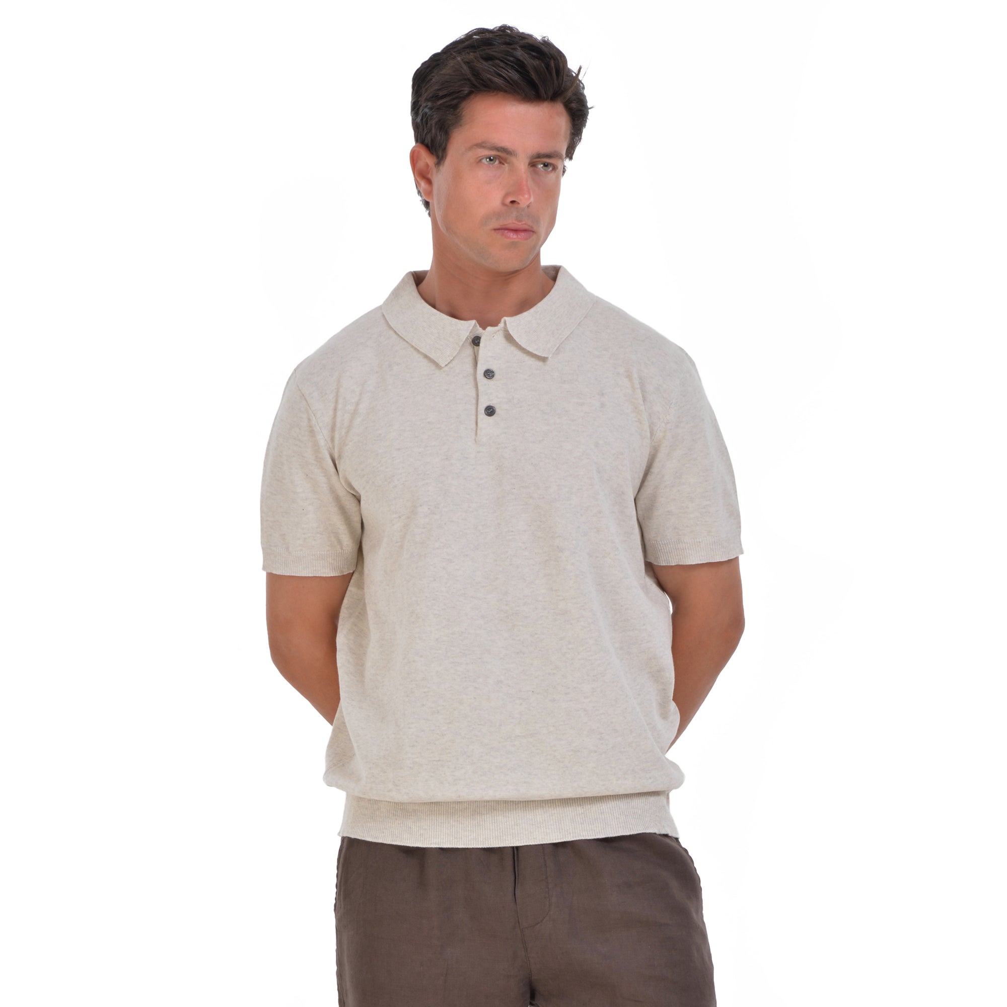 Biege Knitted Polo T-shirt