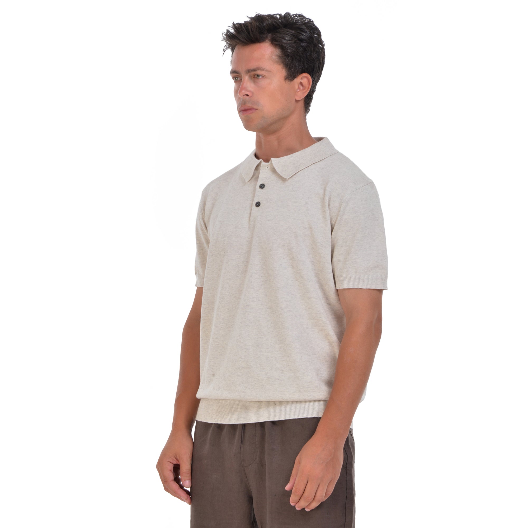 Biege Knitted Polo T-shirt