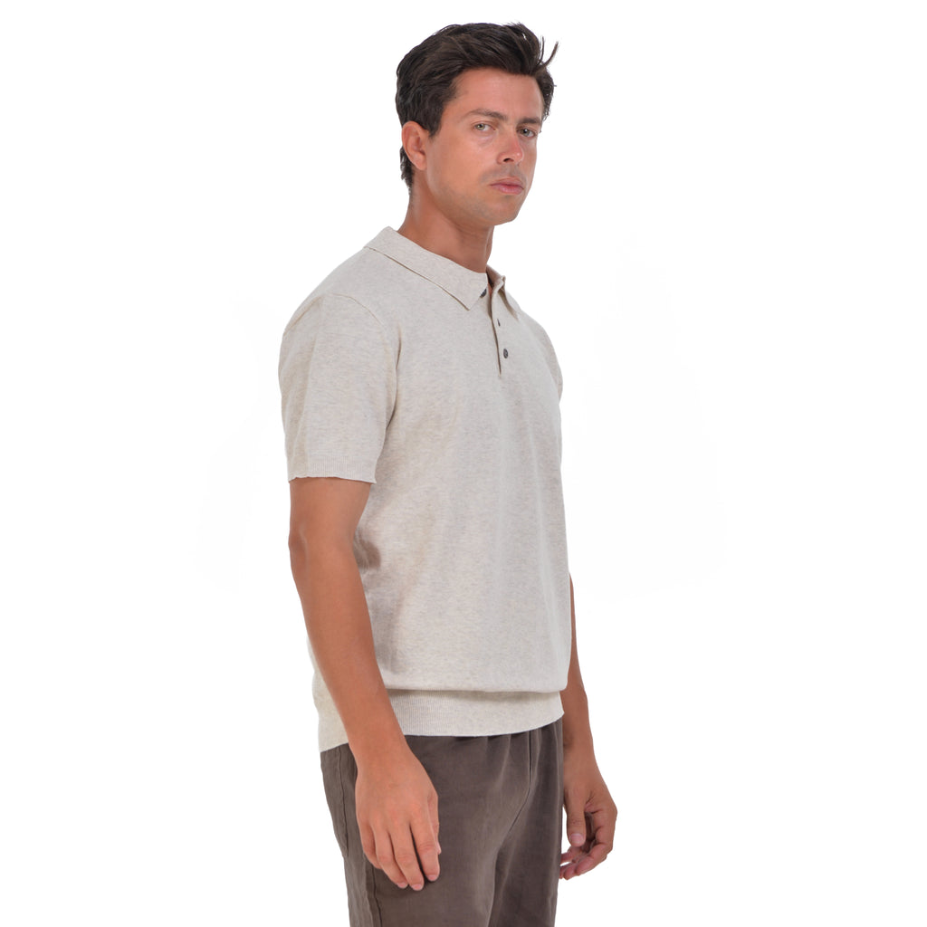 Biege Knitted Polo T-shirt