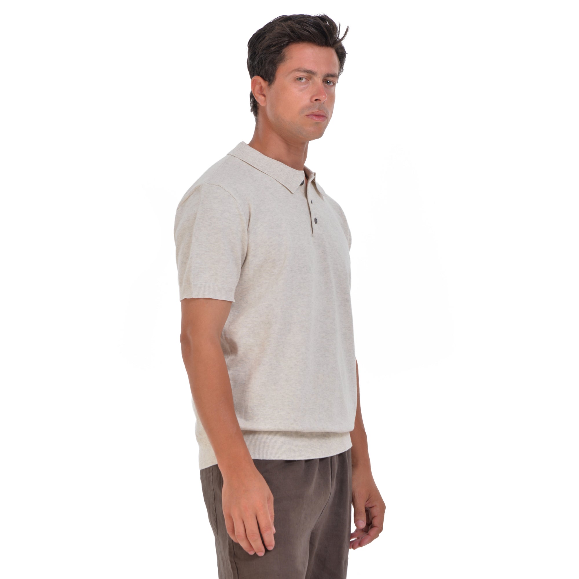 Biege Knitted Polo T-shirt