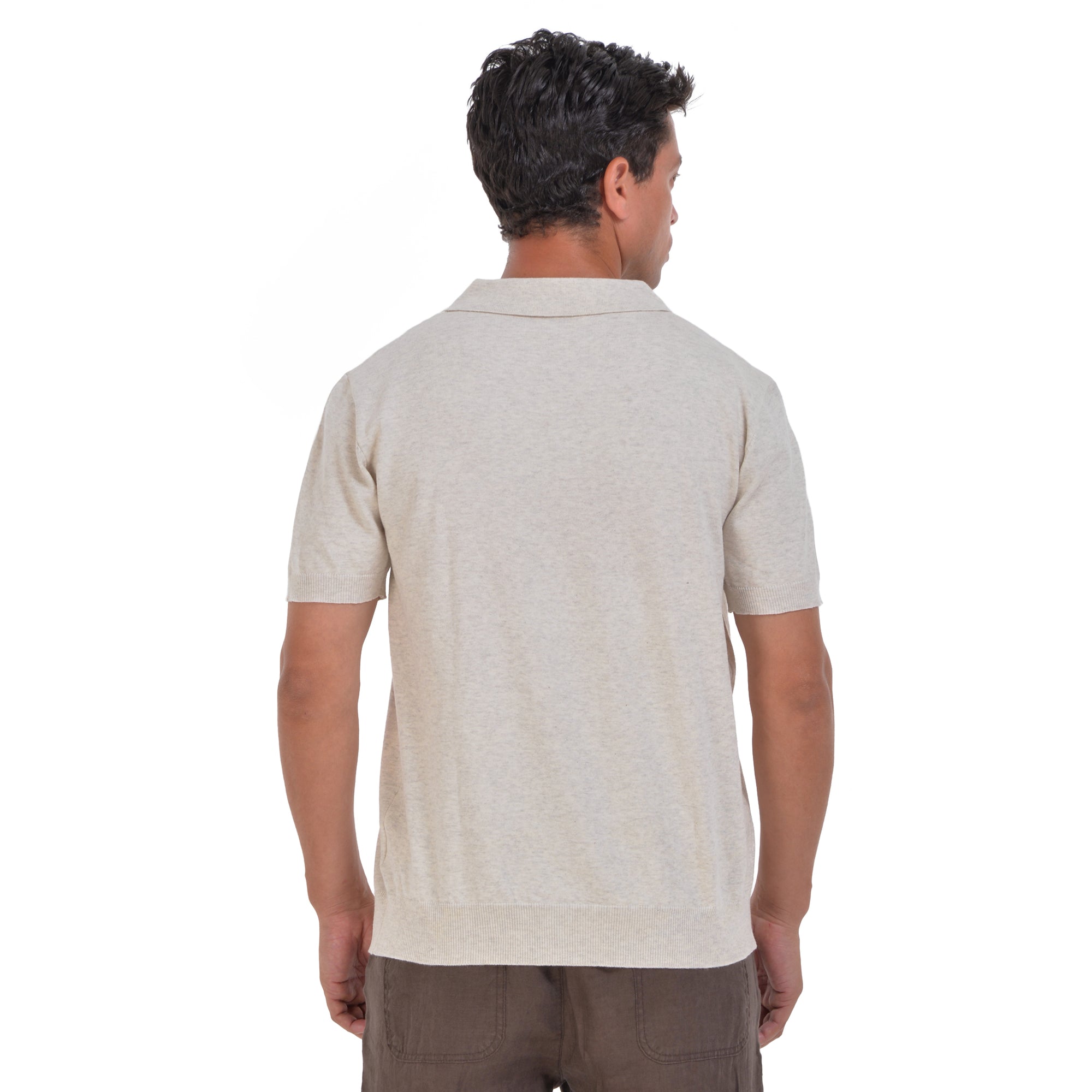Biege Knitted Polo T-shirt