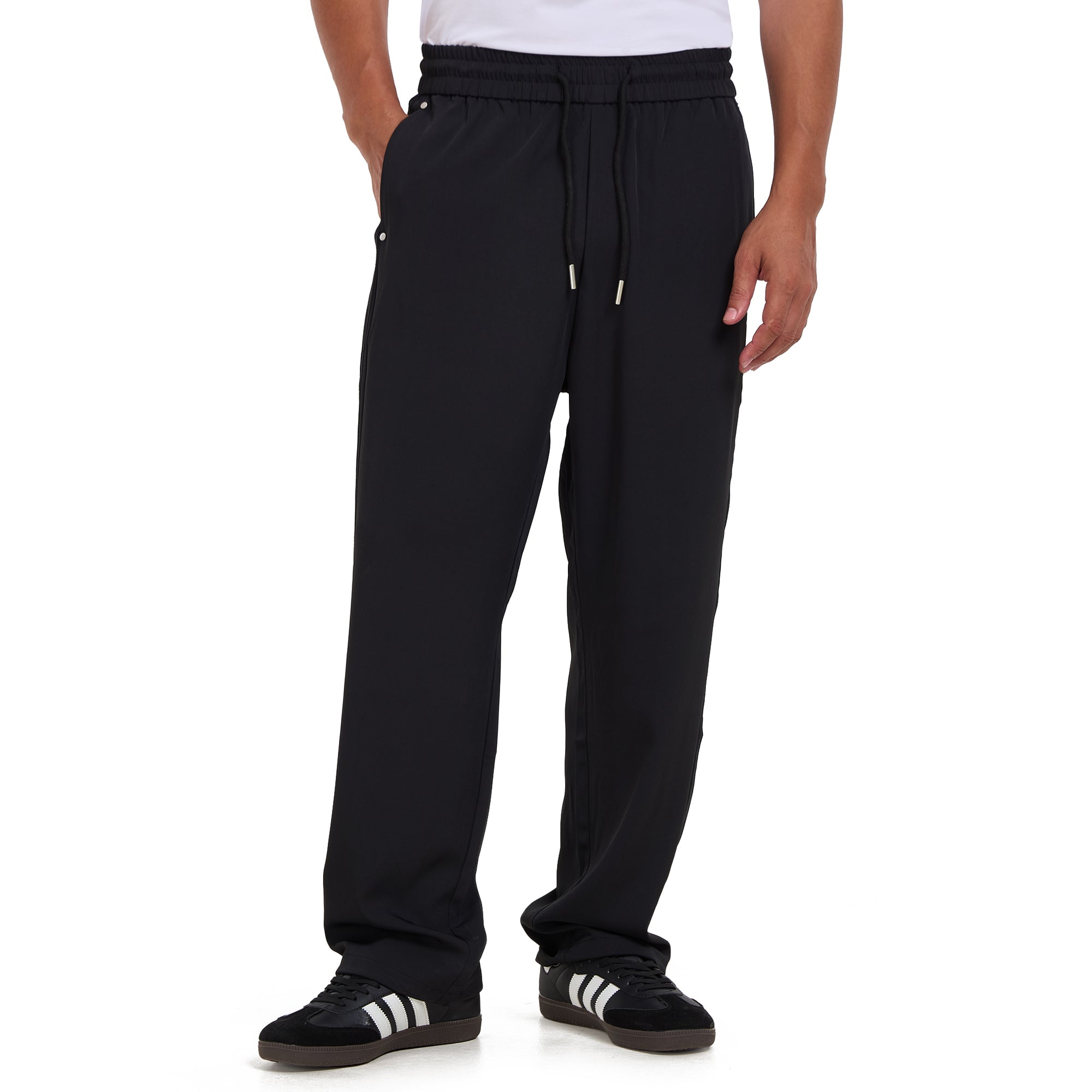Black Cotton Relaxed Fit Trousers