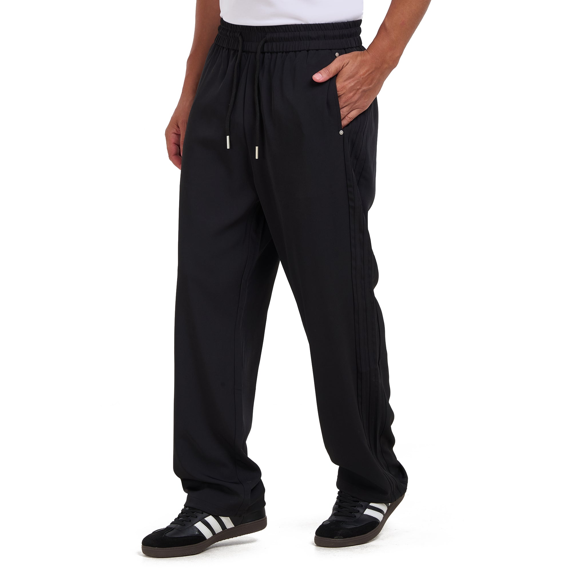 Black Cotton Relaxed Fit Trousers