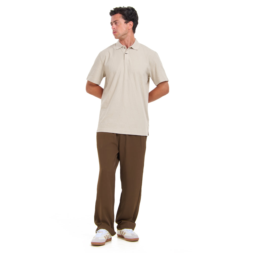 Beige Short Sleeves Polo T-shirt