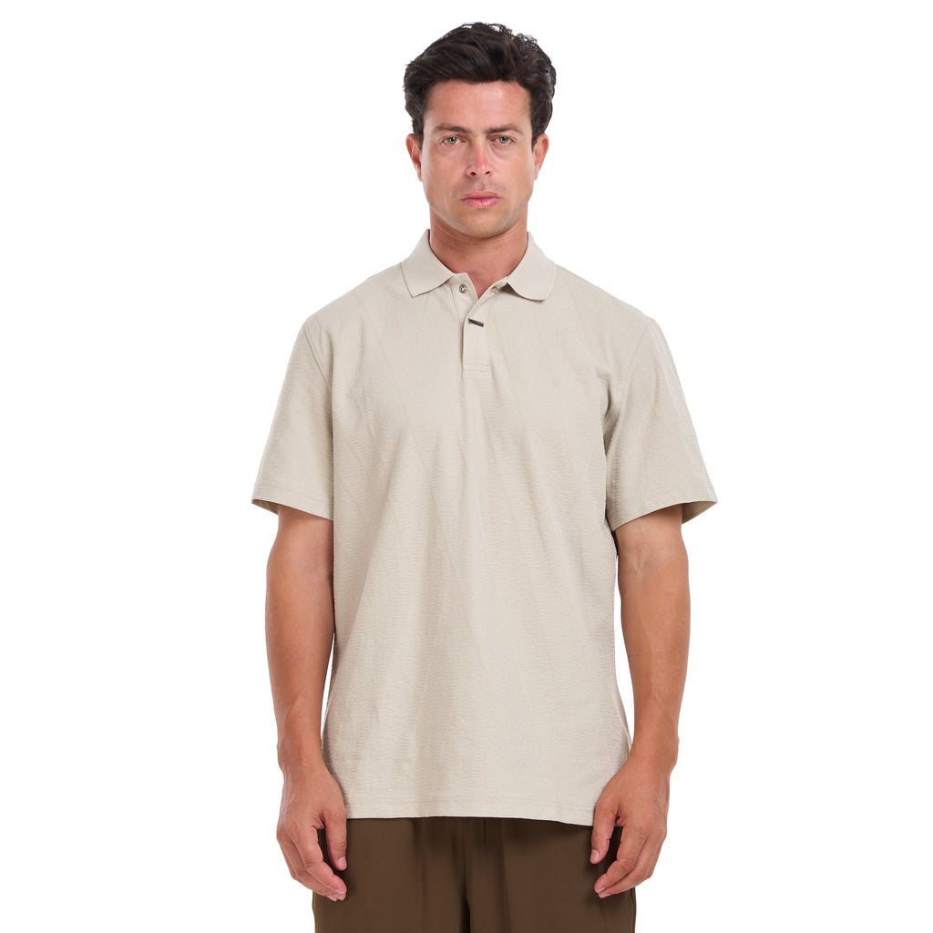 Beige Short Sleeves Polo T-shirt