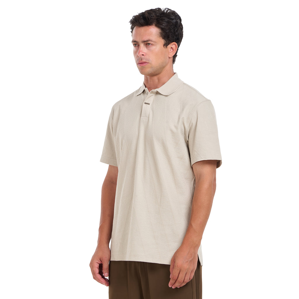 Beige Short Sleeves Polo T-shirt