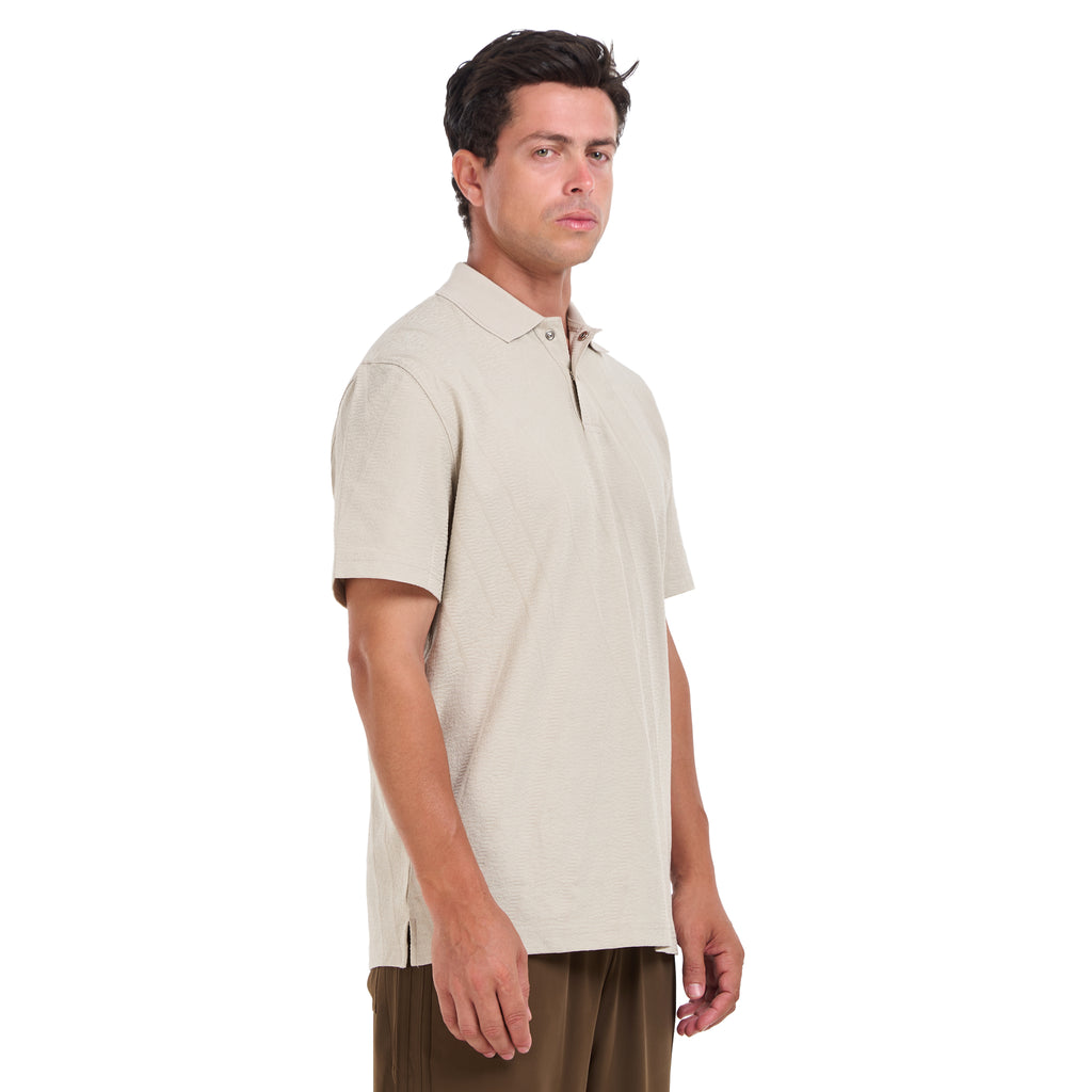 Beige Short Sleeves Polo T-shirt