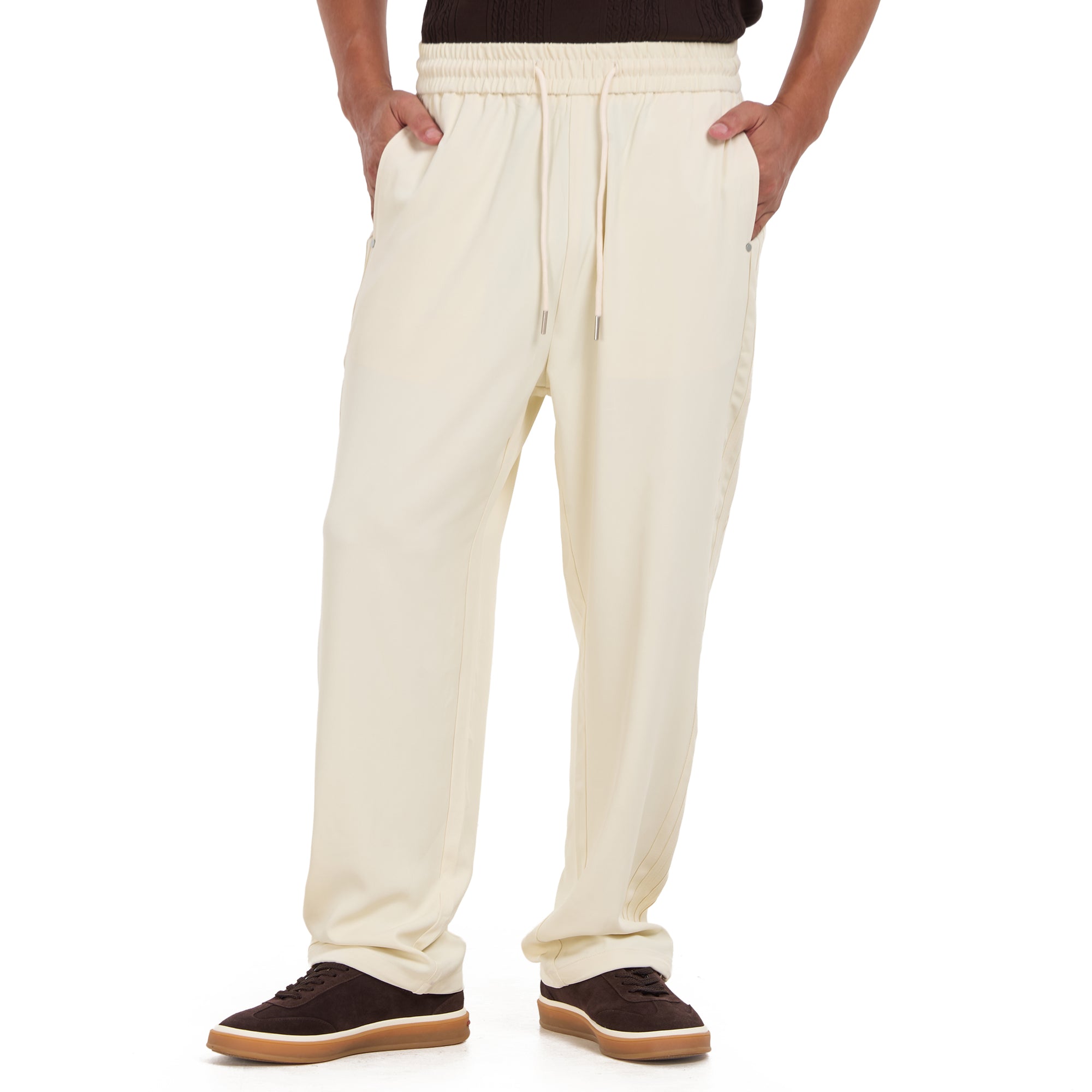 Off White Cotton Relaxed Fit Trousers
