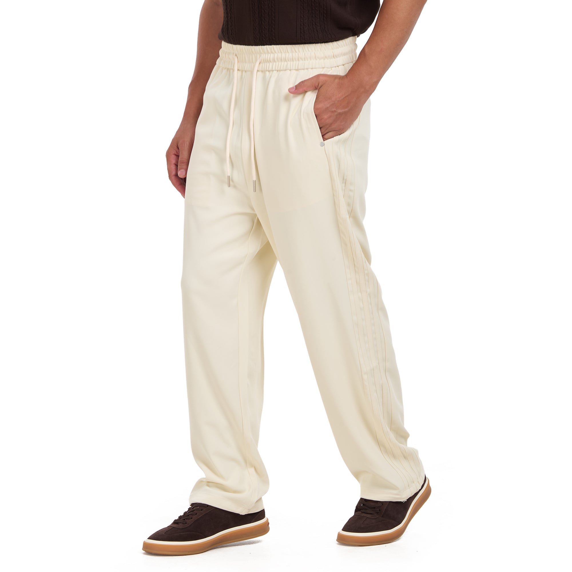 Off White Cotton Relaxed Fit Trousers