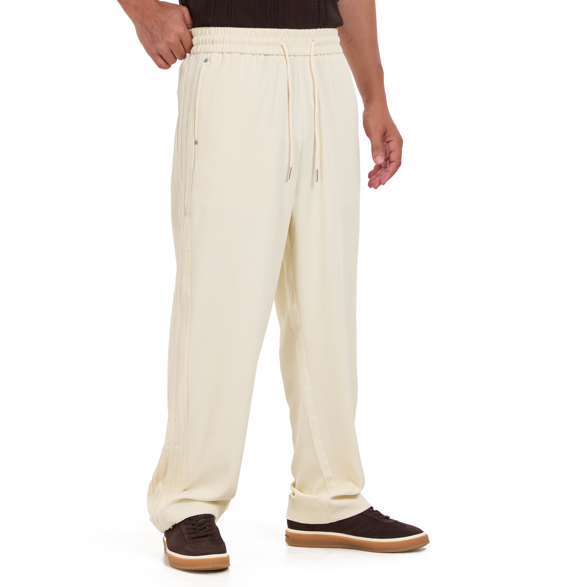 Off White Cotton Relaxed Fit Trousers