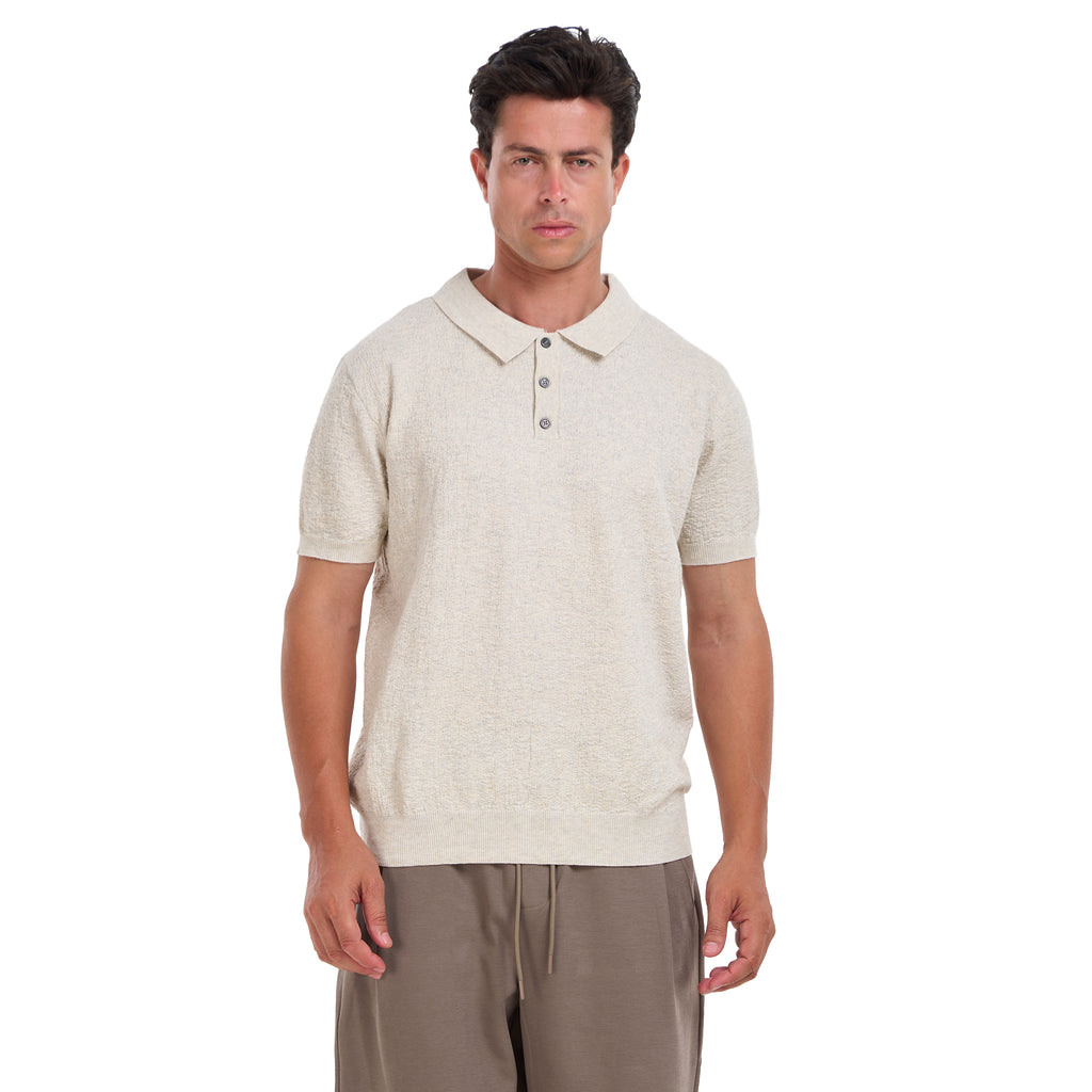 Beige Short Sleeves Polo T-shirt
