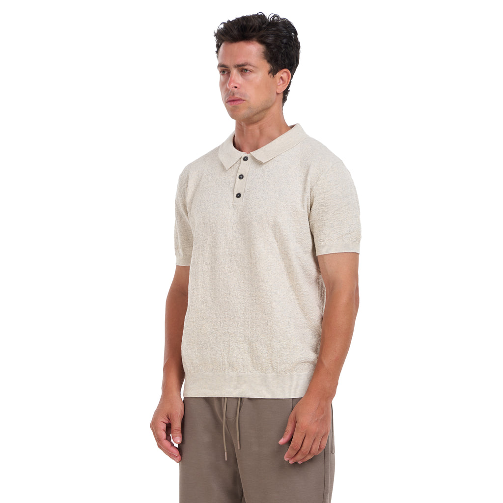 Beige Short Sleeves Polo T-shirt