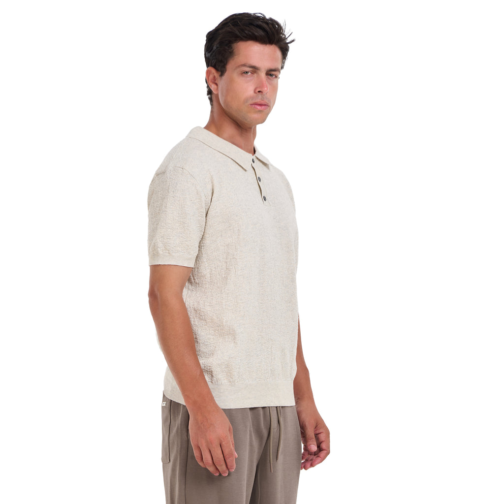 Beige Short Sleeves Polo T-shirt