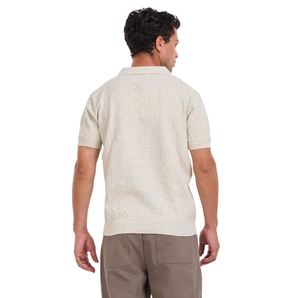 Beige Short Sleeves Polo T-shirt