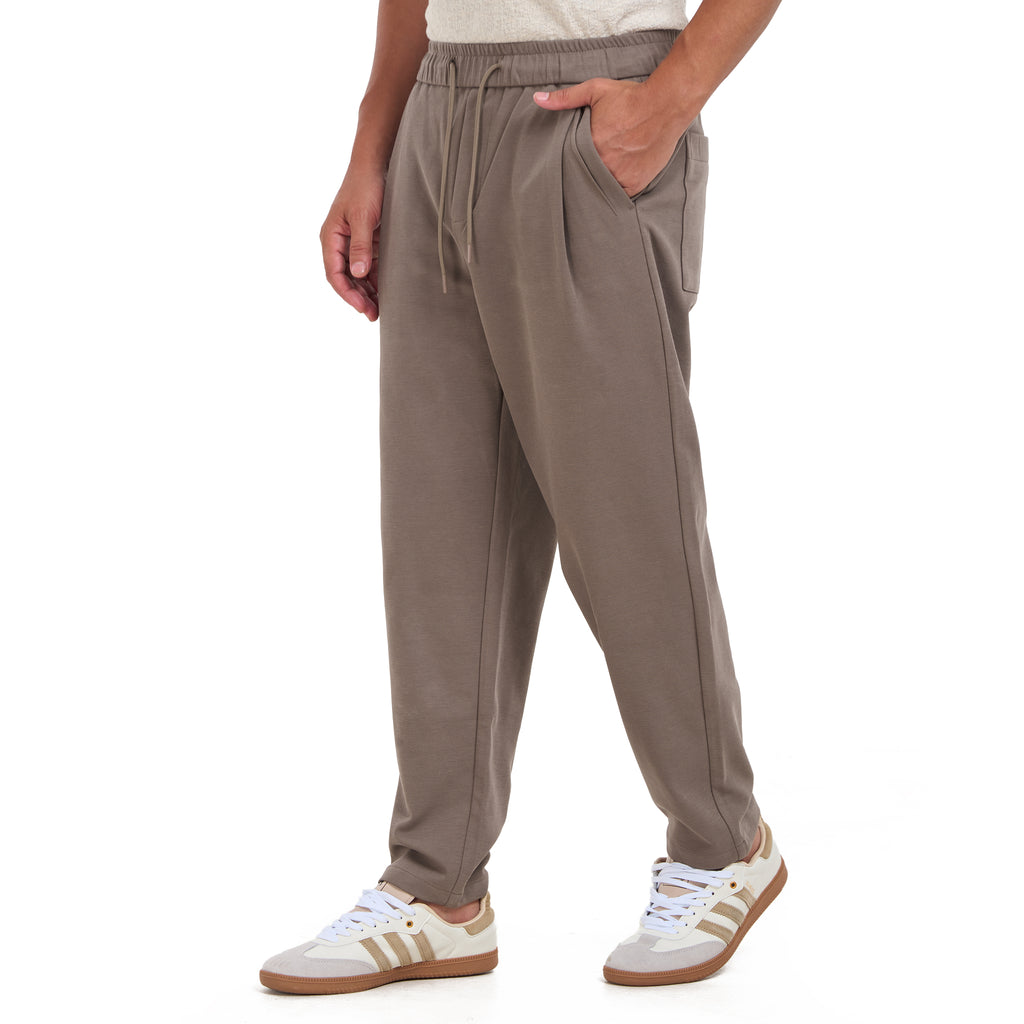 Beige Slim Fit Jogger Trousers