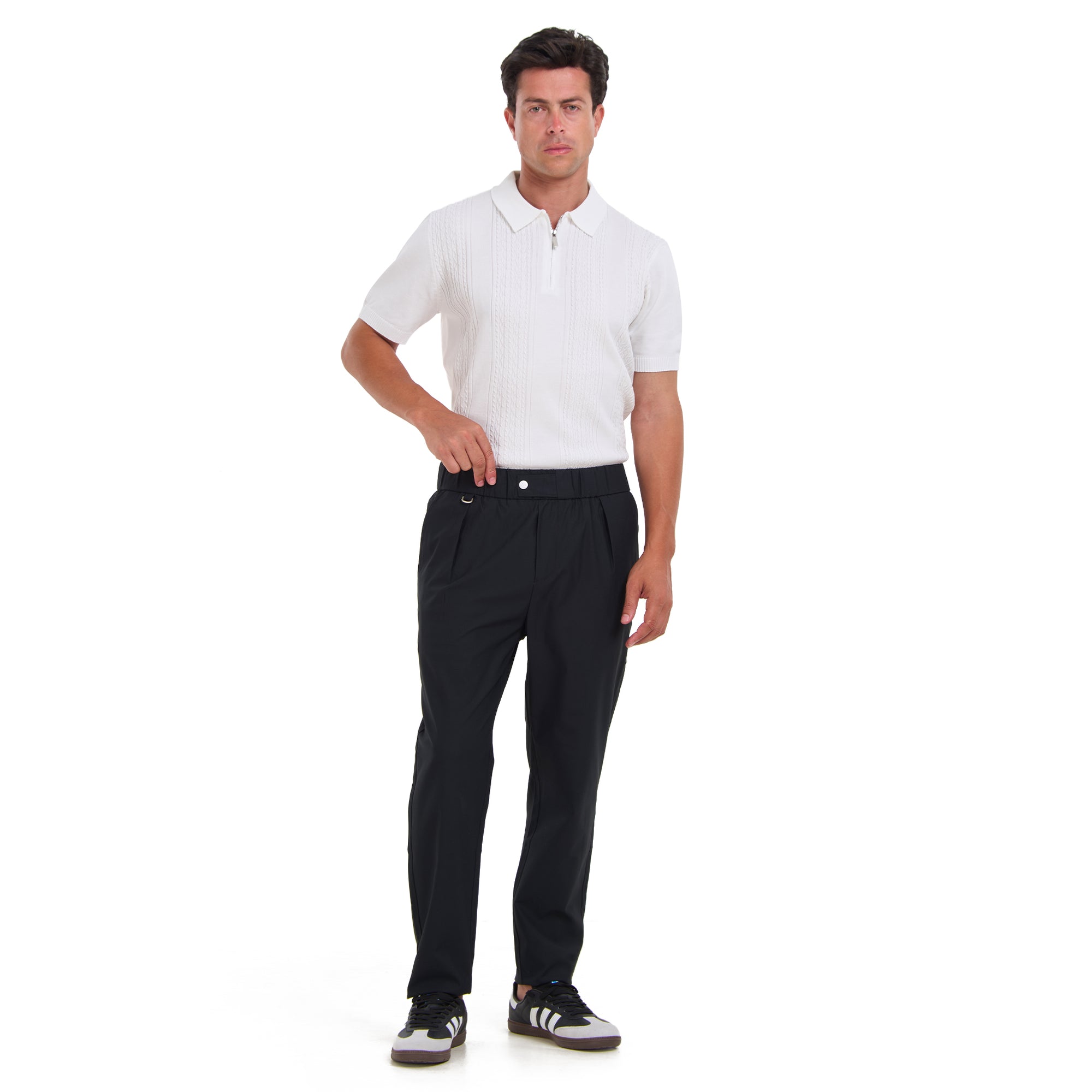 White Knitted Short Sleeves T-shirt